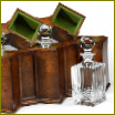 model 492781 Triple Decanter Set in Conjoined Square Cases marki Jonathan Charles Fine Furniture