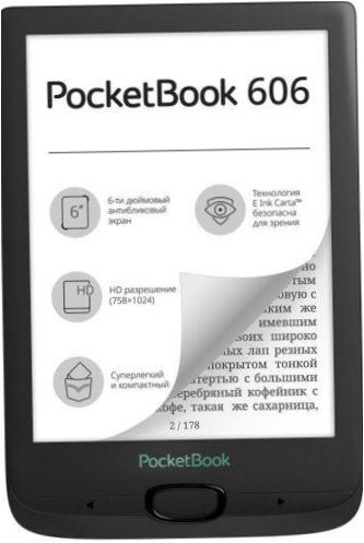 6" PocketBook 606 eBook 8 GB - Typ wyświetlacza: Carta