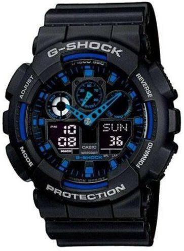 Zegarek CASIO G-Shock GA-100-1A2 - cechy konstrukcyjne: wbudowane podświetlenie, przyciski flip, ekran dotykowy