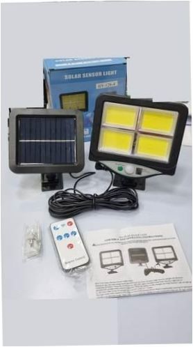 Solarna lampa uliczna z pilotem BK-128-6COB. - Ilość żarówek: 4 szt