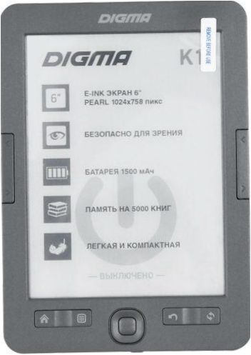 6" E-book DIGMA K1 - rozmiar: 113x160x9mm, waga: 174g