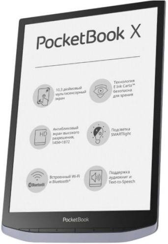 10,3" PocketBook X eBook - cechy konstrukcyjne: wbudowane podświetlenie, ekran dotykowy